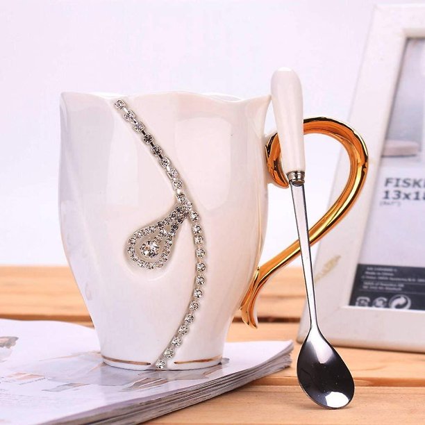 BlackTaza de café con diamantes de imitación Taza de agua de