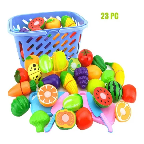 Set 23 Juguetes De Cocina Malubero Multicolor Para Niños Corta Frutas  Verduras