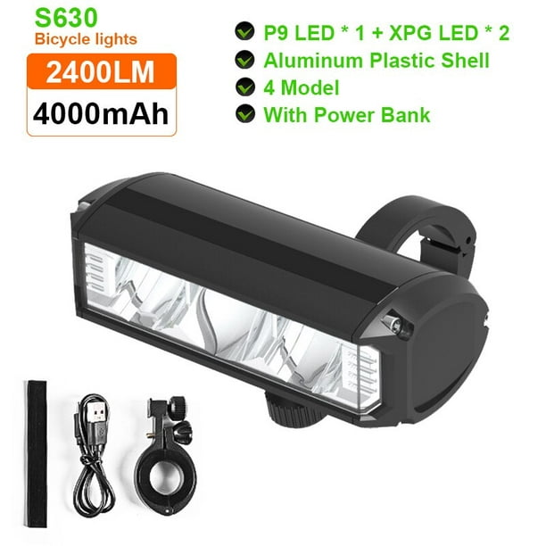 Luz de bicicleta de 8000mAh, 5 LED, linterna frontal recargable, 5200LM,  faro con Banco de energía, accesorios para bicicleta El Mercado de Encantos