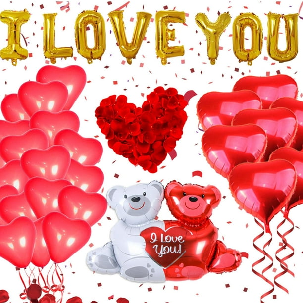 Decoración de globos de San Valentín Globos de corazón rojo Globos de papel  C Yuyangstore Globos de San Valentín