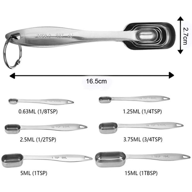 6 Cucharas Medidoras Cocina Reposteria 15 A 0,75ml Medidas