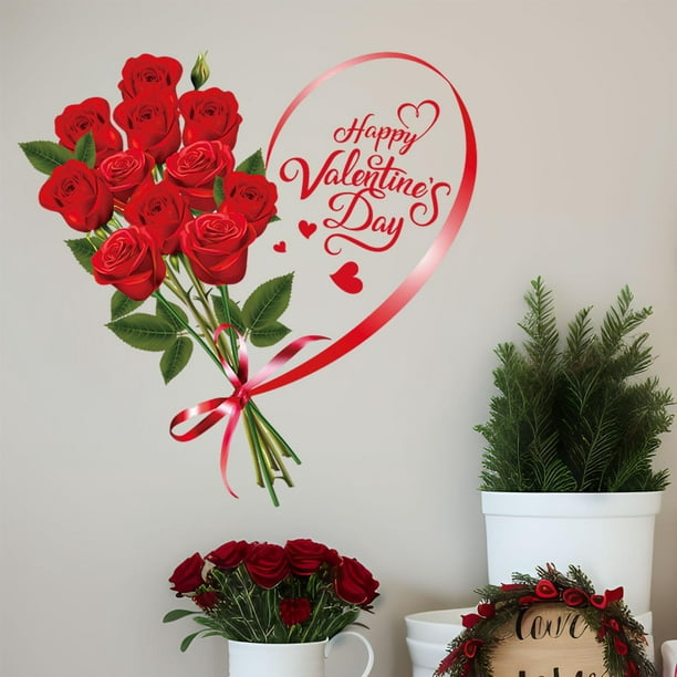 9 Uds. Pegatinas para el Día de San Valentín, calcomanías de pared,  suministros para fiestas de corazón romántico, adhesivos para ventanas del  Día de mayimx Pegatinas de pared