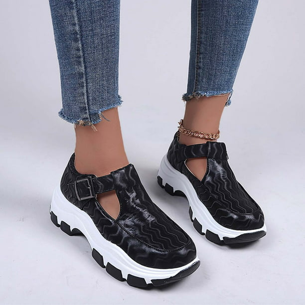 de mujer que combinan con todo Zapatos de plataforma con hebilla de cuero Zapatos casuales Z Wmkox8yii shkj460 | Walmart en línea