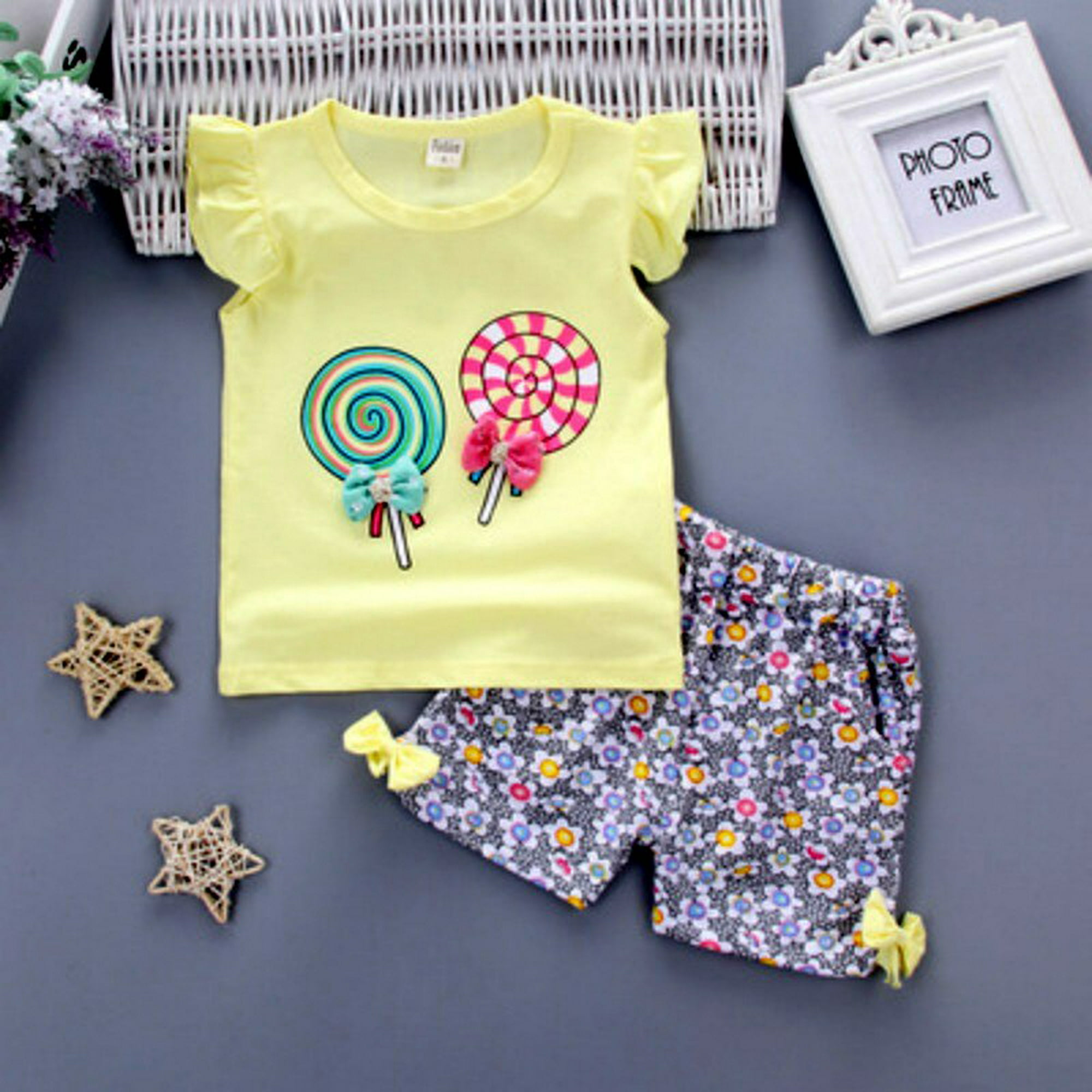 Conjuntos de ropa de verano para niñas pequeñas, ropa de moda de Color  sólido sin mangas para niños, trajes para niños, ropa para niños6 Gao  Jinjia LED