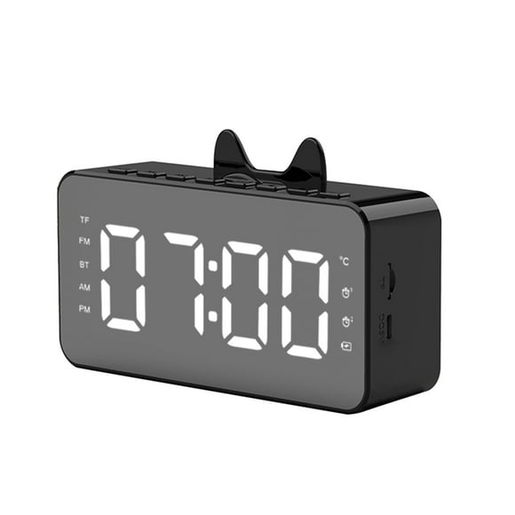 q9 bluetooth reloj bocina digital espejo reloj despertador pantalla led radio fm soporte 32gb tarje abanopi negro