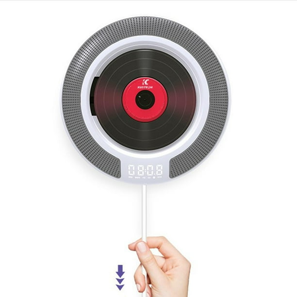  Reproductor de CD de pared, música de CD Bluetooth para montar  en pared, reproductor de audio en casa, reproductores de CD para el hogar,  con radio FM con control remoto, altavoces