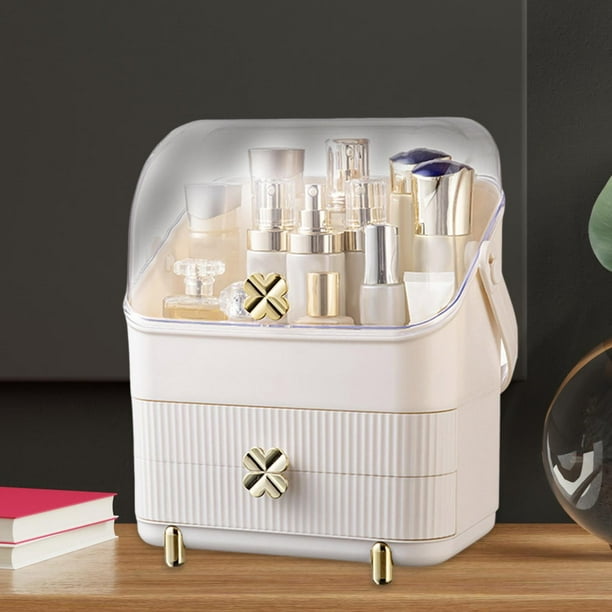 Haturi Organizador de maquillaje, resistente al agua y al polvo, caja  organizadora de cosméticos con tapa, cajas de exhibición de maquillaje