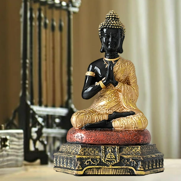  Estatua de Buda Dorada, estatua de resina, a mano, Buda Buda,  artesanía, adorno decorativo para el hogar, A : Hogar y Cocina