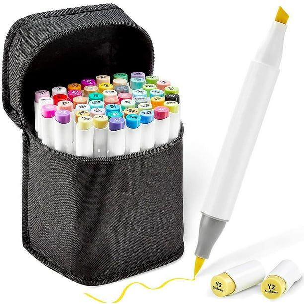 Marcadores de pincel de alcohol de 48 colores, marcadores de boceto de  doble punta (pincel y punta f oso de fresa Hogar