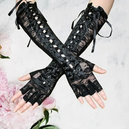 Guantes de encaje floral para mujer Mangas Guantes sin dedos Mitón