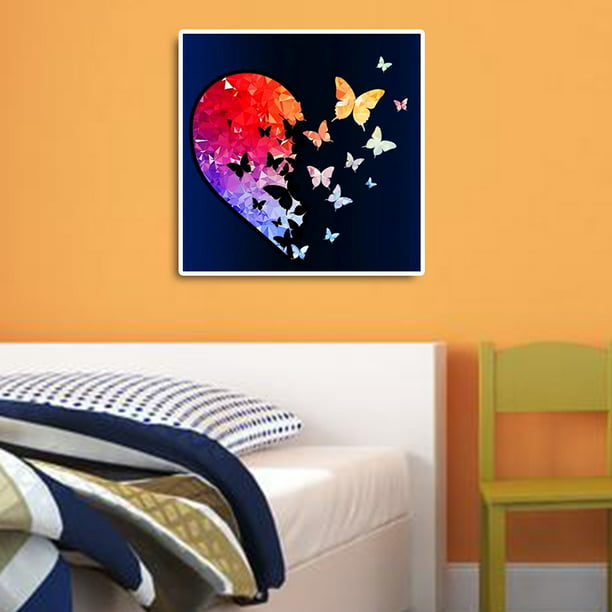 Cuadros Decorativos DIY pintura al óleo por números corazón mariposa  acrílico dibujo Kit para colorear imagen Likrtyny embutido en tela