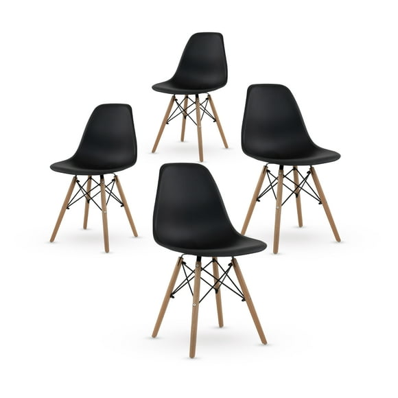 silla minimalista estilo moderno 4 piezas negro gaon minimalista