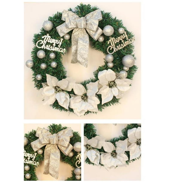 Cabilock - Corona de algodón para decoración de casa de campo, diseño de  corazón de ratán, corona de Navidad y rama de Navidad, decoración para