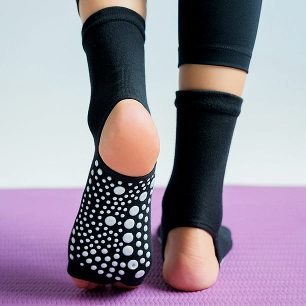 Calcetines de yoga para mujer, calcetines antideslizantes para hombre,  calcetines para pilates, ballet, danza, calcetines de yoga con empuñaduras,  todos los dedos, color negro Zhivalor HMJM171-5