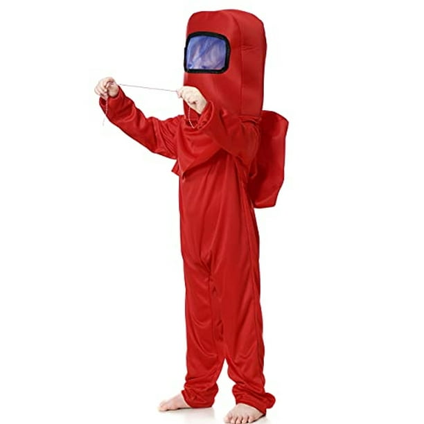 Disfraz astronauta niños Noucher, traje espacial, mono rojo, mochila  Halloween, disfraces cosplay niños y niñas 3-10 años (Talla L (7-8), rojo)