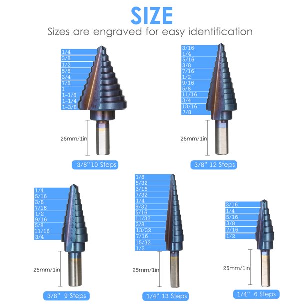 Juego De Brocas Escalonadas Para Metal, 3 Piezas / Juego, Juego De Brocas  Escalonadas De Ti Meterk Taladro escalonado