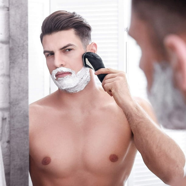 Recortadora de barba para hombres, recortadora de pelo para barba y cara,  inalámbrica, lavable, para nariz, bigote, afeitadora eléctrica para  hombres