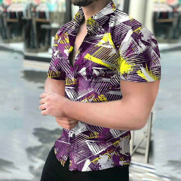 Camisa hawaiana de manga corta con cuello levantado para la para hombre, camisas informales co Fridja hkj1623 | Bodega Aurrera en