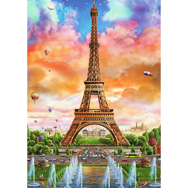 Torre Eiffel Kit de pintura de diamantes personalizado para niños, hojas  rojas 5d diamante de pedrería completo