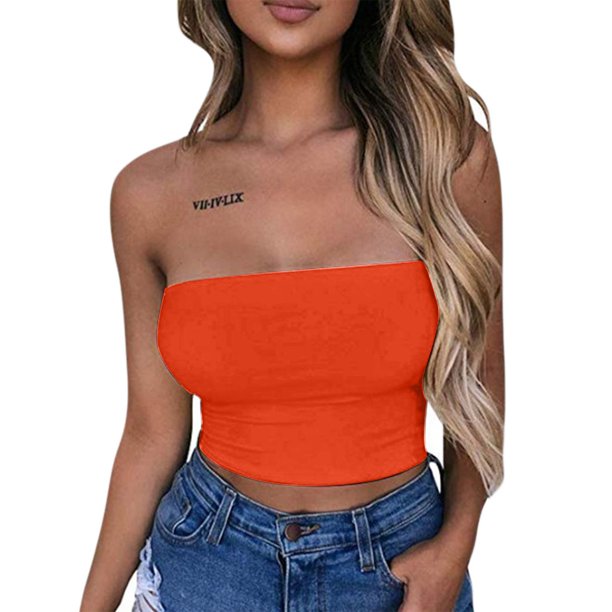 Puntoco Mujer Color S lido Verano Moda Casual Top Tube Top Blusa Sin Tirantes Puntoco Puntoco 7623