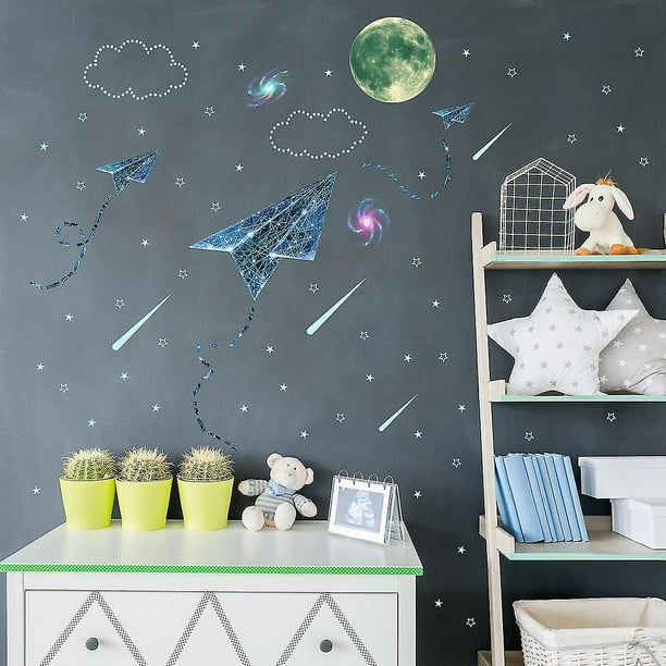 Estrellas de techo brillantes azules para dormitorio de niños, estrellas  que brillan en la oscuridad para techo/pared, decoración de habitación