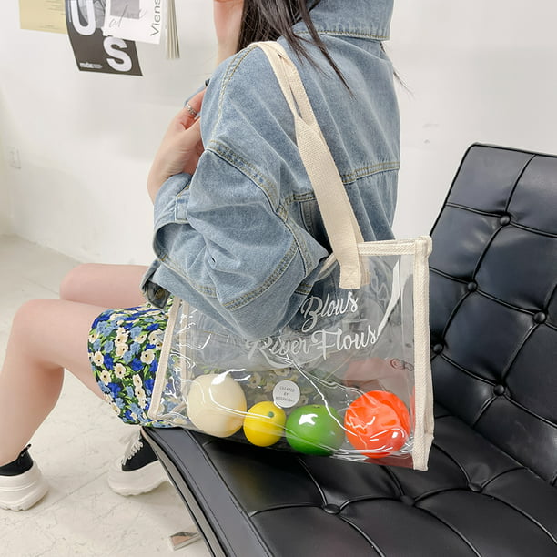  Bolsos transparentes para mujer, bolsos de plástico de gran  capacidad, bolsas de mensajero de playa, bolsas de viaje de PVC : Ropa,  Zapatos y Joyería