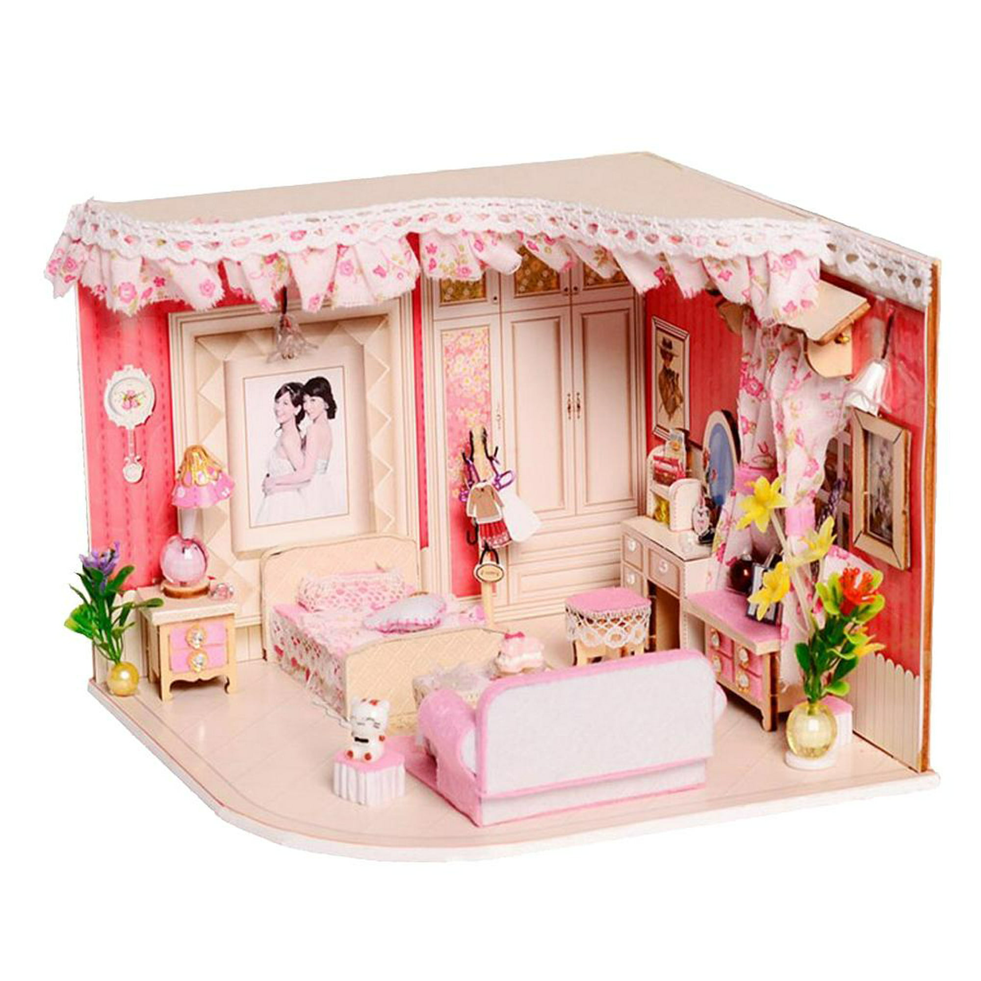  Juego de muebles de madera para casa de muñecas, 22 piezas de  accesorios de casa de muñecas en miniatura, incluye 5 kits de habitación,  muebles de casa de personas pequeñas, muebles