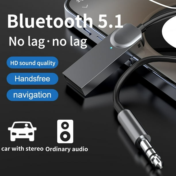 Receptor Bluetooth Adaptador Auxiliar USB A Jack 3.5 Mm Audio Coche Aux 5.0  Kit Manos Libres Para De BT Transmisor Soporte TF Tarjeta Función
