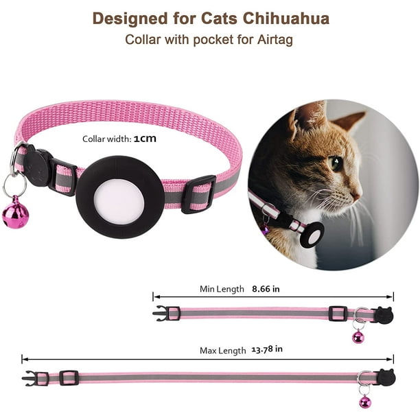 WAPSAT Airtag - Collar de gato con campanas, collar reflectante con GPS  para gatos, collar rastreador de gatos antipérdida, collar ajustable de  cuero
