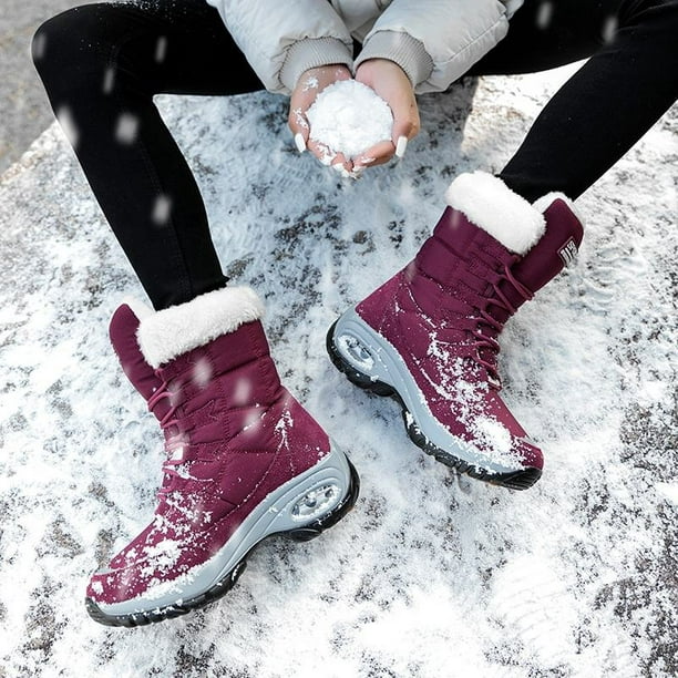 Botas de nieve para mujer Zapatos de invierno a media pierna de