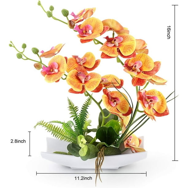  Flores artificiales realistas en maceta, orquídeas artificiales  para decoración del hogar, boda, fiesta, arreglo floral, orquídeas  sintéticas : Hogar y Cocina