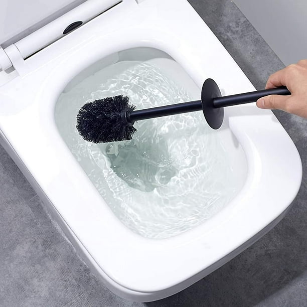 Escobillero de baño para pared de cierre a presión con base y mango de  metal en