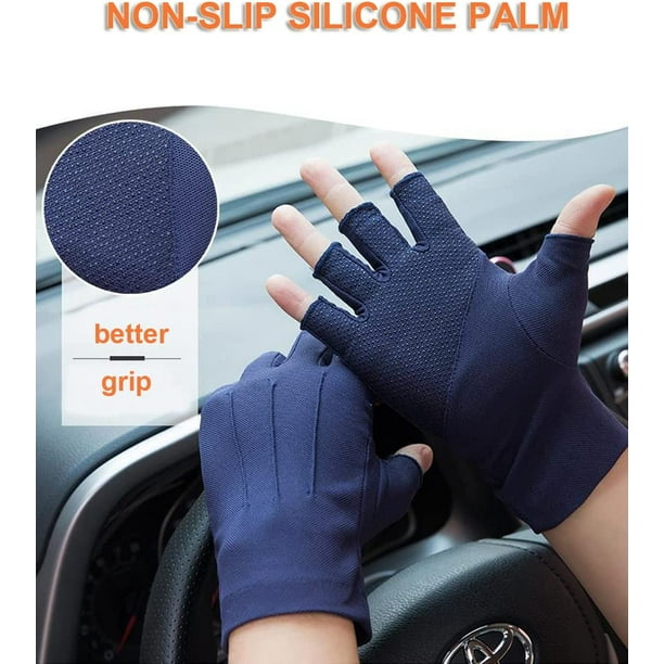 Guantes sin dedos para mujer, guantes de protección solar, protección UV,  guantes de medio dedo, guantes de verano para conducir y correr