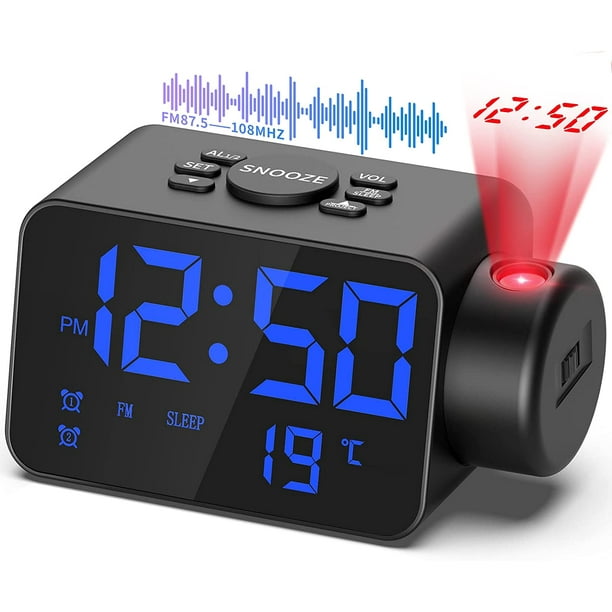 Reloj Despertador Radio FM + Luz de Proyección D-BLUE®