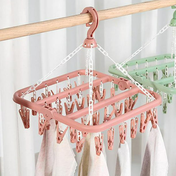 JIAYING - Tendedero plegable para ropa interior de ropa interior  de plástico para ropa interior, con 8 clips, para secar toallas, ropa  interior (tamaño: 10 unidades, color: rosa) : Todo lo demás
