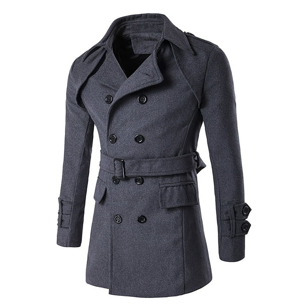 Chaqueta de abrigo para hombre con solapa de lana con capucha y doble botonadura otoño e invierno oipoqjl9927 | Bodega Aurrera en línea