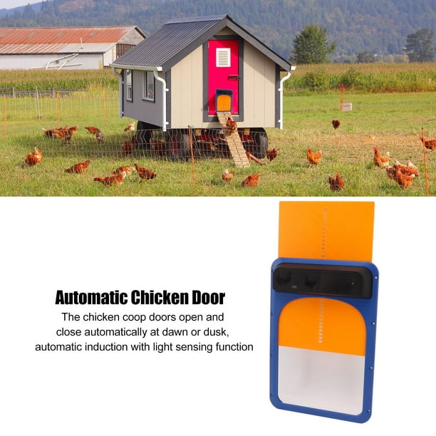 Puerta automática para gallinero puerta automática para gallinero con pilas  fácil instalación plástico con detección de luz azul para ganso ANGGREK  Otros