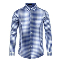 Camisa a cuadros para hombre, ajuste regular, con manga larga, vestido, a cuadros Blanco morado Unique Bargains Camisa | Walmart en línea