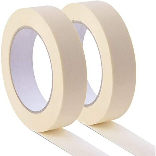 1 paquete de 2 rollos de cinta adhesiva blanca, cinta de pintor beige de  uso general de 20 mm x 50 m, para pintar, etiquetar, envolver,  manualidades, arte, etc. JAMW Sencillez