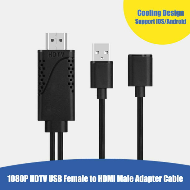 Egomanía dispersión chasquido Cable adaptador USB hembra a HDMI macho 1080P HDTV TV Digital Ehuebsd AV  convertidor de Cable para IOS y Android | Walmart en línea