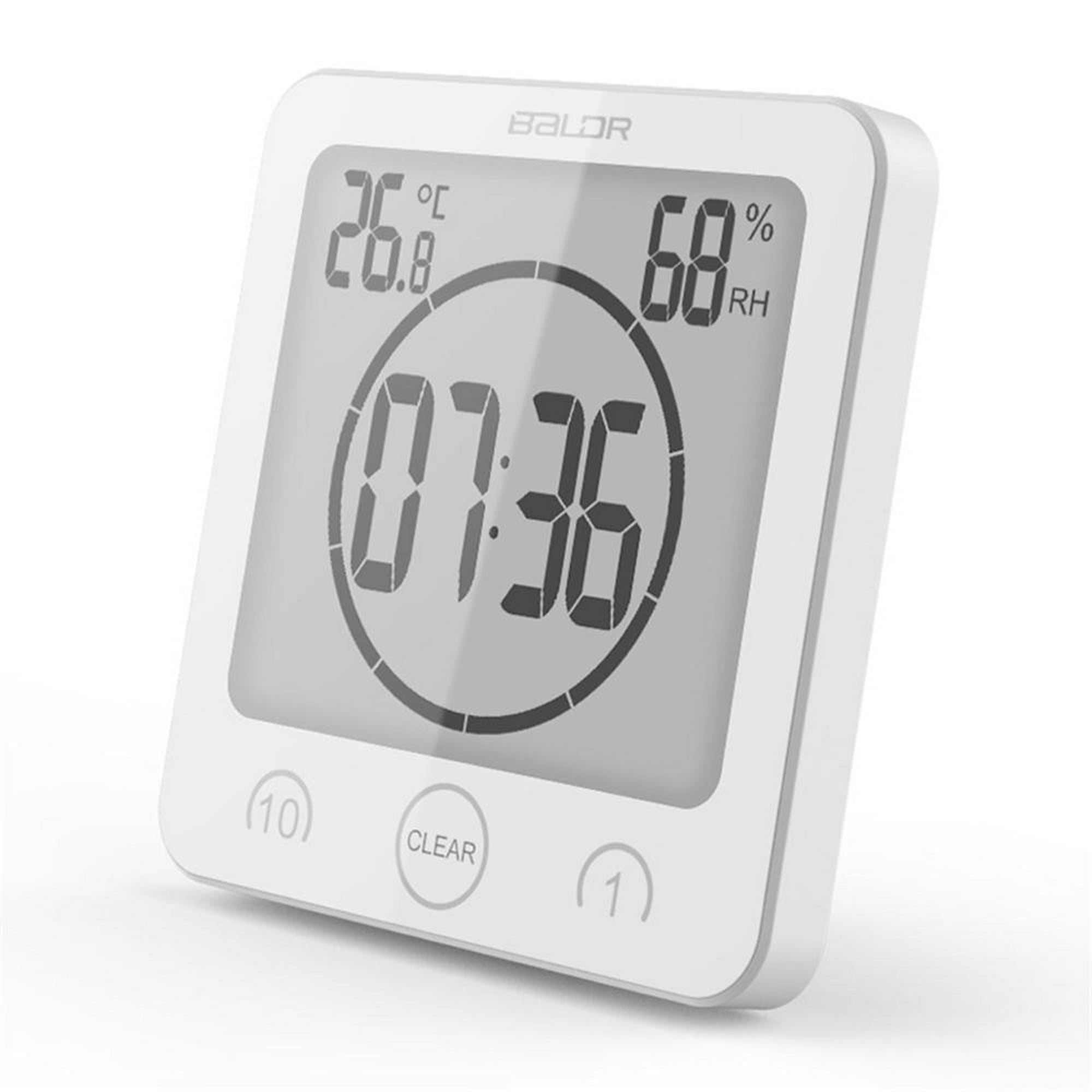 Reloj de ducha digital impermeable creativo reloj de pared reloj de baño  con pantalla de temperatura y humedad temporizador de cocina (blanco)