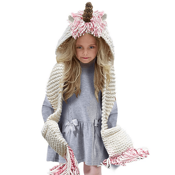 Fangoso Comercio moco Sombrero de invierno de unicornio de dibujos animados de ganchillo con  gorro con capucha para niñas liwang | Walmart en línea