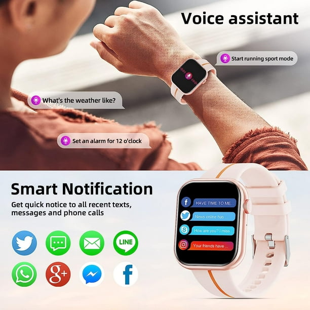 Reloj inteligente para mujer con Bluetooth, para recibir/responder, reloj  inteligente con podómetro, frecuencia cardíaca, oxígeno en sangre y monitor
