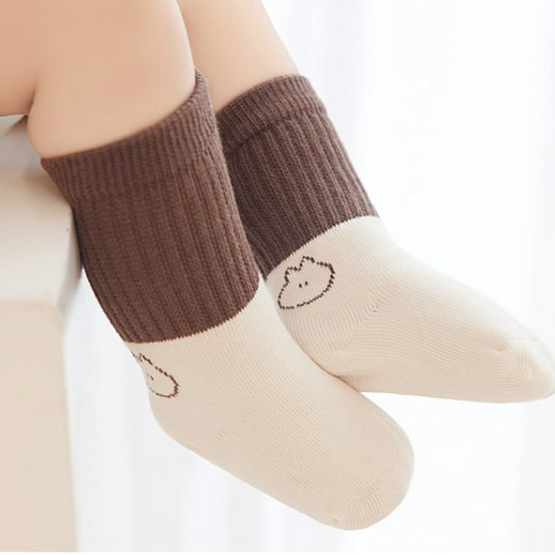 Calcetines para bebés y niñas, 3 pares de calcetines de algodón de punto  grueso y sin costuras, gruesos, cálidos, sin costuras, para niños,  calcetines