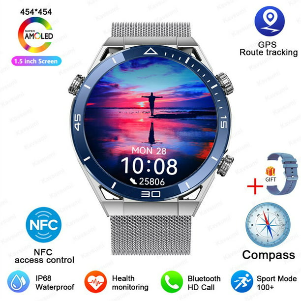 Reloj inteligente NFC para hombre y mujer, pulsera con llamadas, Bluetooth,  GPS, control del ritmo cardíaco, ECG, presión arterial, para Android e ios
