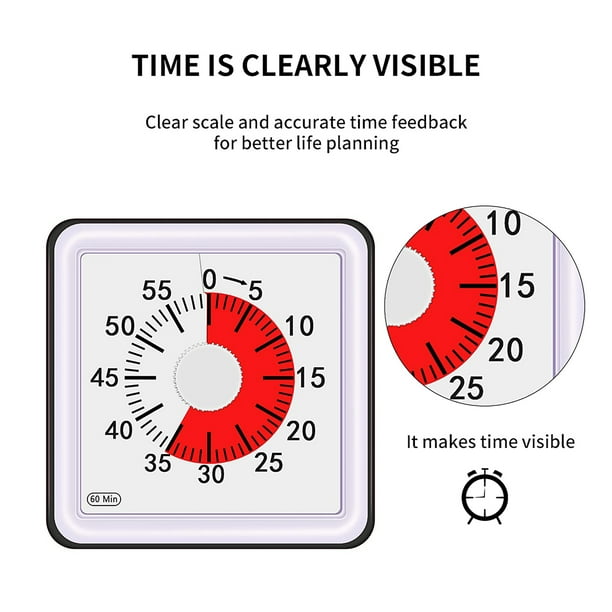 Temporizador Visual Digital de 60 minutos para niños y adultos, reloj de  Cuenta Regresiva para hornear, temporizador silencioso, gestión del tiempo