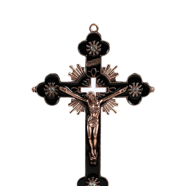 Escultura de cruz de pared de crucifijo para adornos de oficina en hogar  coleccionable , Blanco Hugo Crucifijo de pie