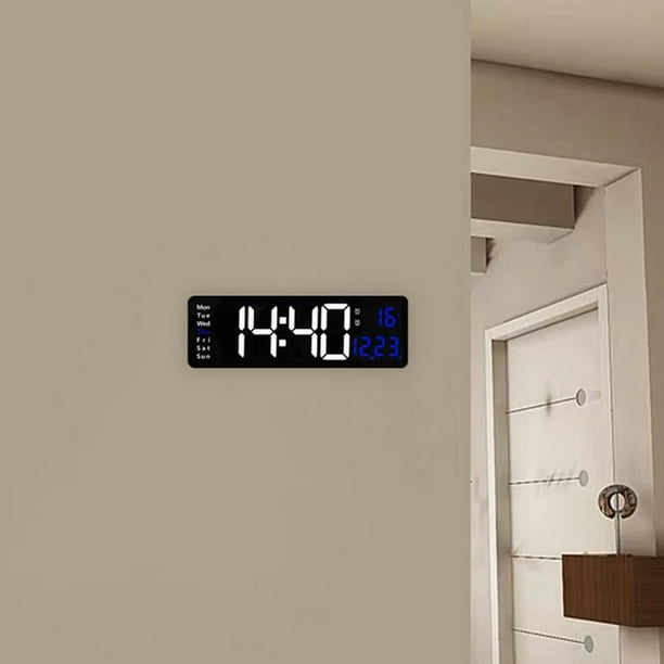  mooas Reloj de pared LED 3D grande Plus blanco con control  remoto, reloj LED de 15 pulgadas, reloj de pared moderno, reloj despertador  de pantalla de 12/24 horas/fecha, brillo ajustable, temperatura 
