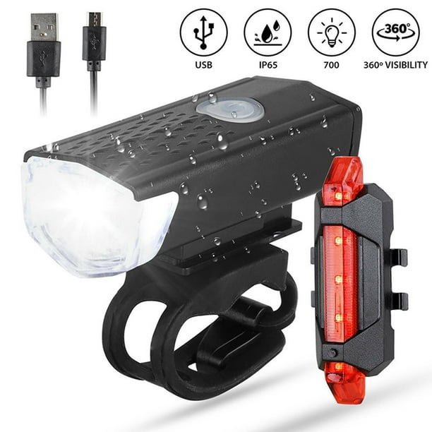 Conjunto de Luces LED Ultrabrillantes Recargables con USB para Bicicleta,  Impermeable IP65, Potente Faro Delantero y Luz Trasera con 3 Modos de  Yeacher Natural