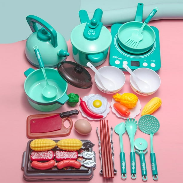 Accesorios para cocinita juego de ollas y sartenes juguete con utensilios  cocina